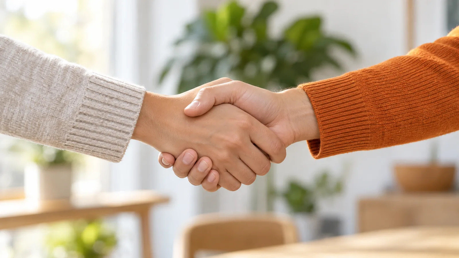 Aperto de mão entre duas pessoas, representando que a psoríase não é contagiosa